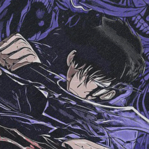 Shadow monarch sleeveless t-shirt vintage Japanese vest retro anime tank top in acid wash black