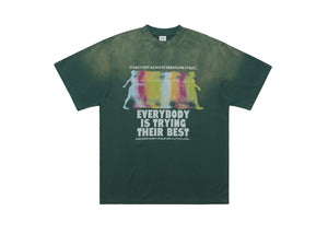 Motivational t-shirt psychedelic top gradient grunge tee in green