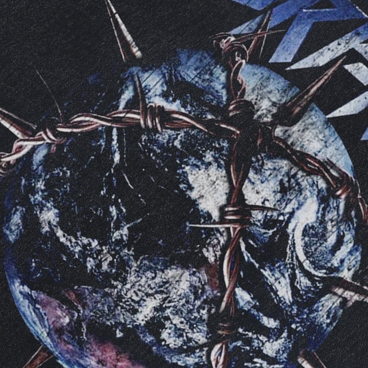 Earth print vintage sleeveless t-shirt gothic surfer vest retro creepy tank top in acid wash black