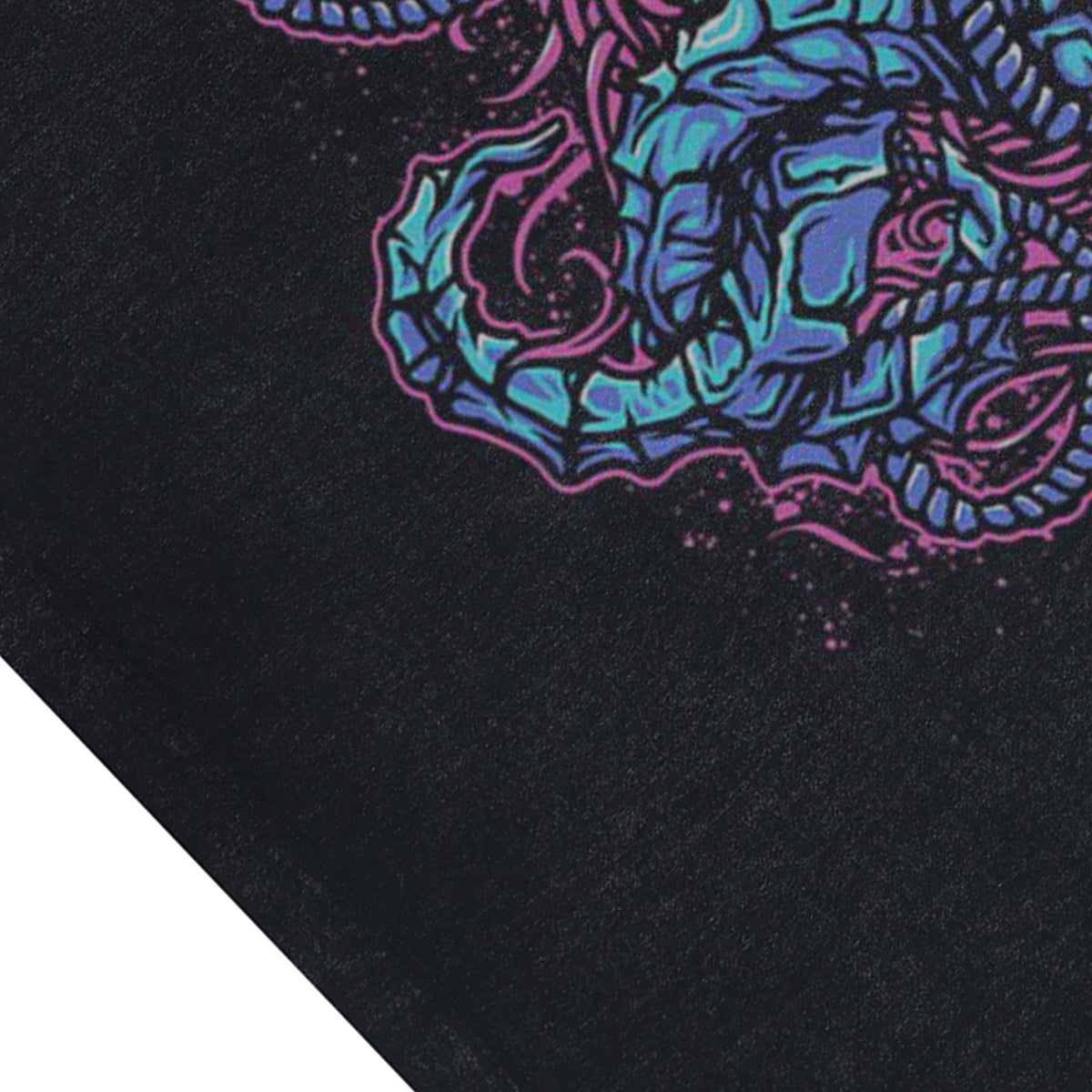 Seahorse print sleeveless t-shirt creepy cartoon surfer vest 90s sea life tank top in acid wash black