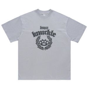 Knuckles t-shirt fighter top grunge slogan tee grey