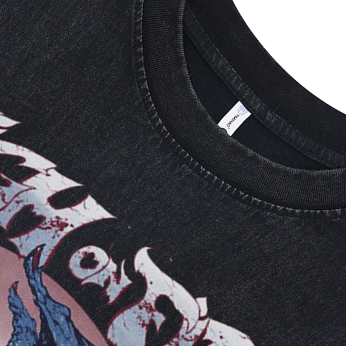 Dragon print sleeveless t-shirt 80s surfer vest retro monster cartoon tank top in acid wash black