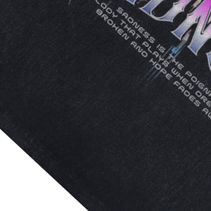 Sad girl sleeveless t-shirt angel print surfer vest 00s anime tank top in acid wash black