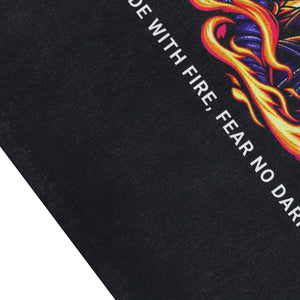 Biker skeleton sleeveless t-shirt motorsports cartoon vest 00s flame print tank top in acid wash black