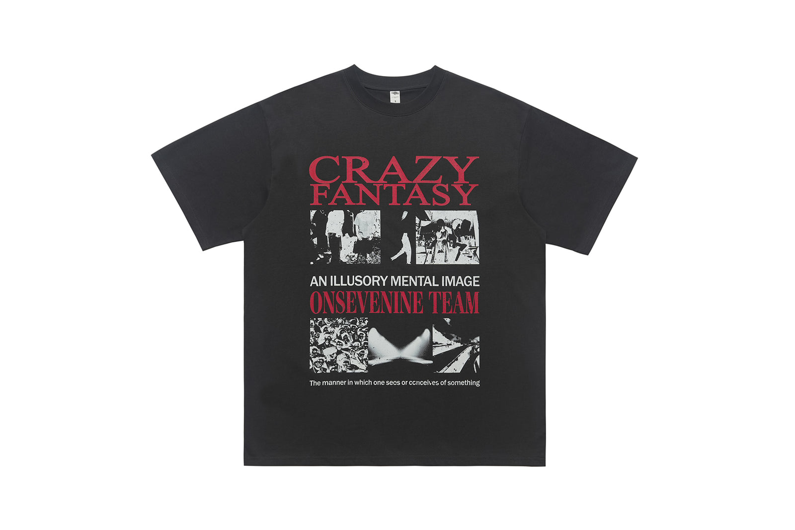 Punk t-shirt psychedelic top graffiti tee retro photography jumper in grey