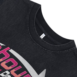 Japanese cartoon sleeveless t-shirt retro anime surfer vest racing car tank top in acid wash black