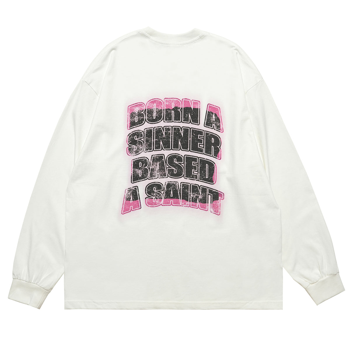 Saint print long sleeve top neon graffiti jumper grunge religion t-shirt in white