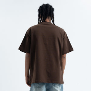 White doves t-shirt bird print top freedom slogan tee in brown