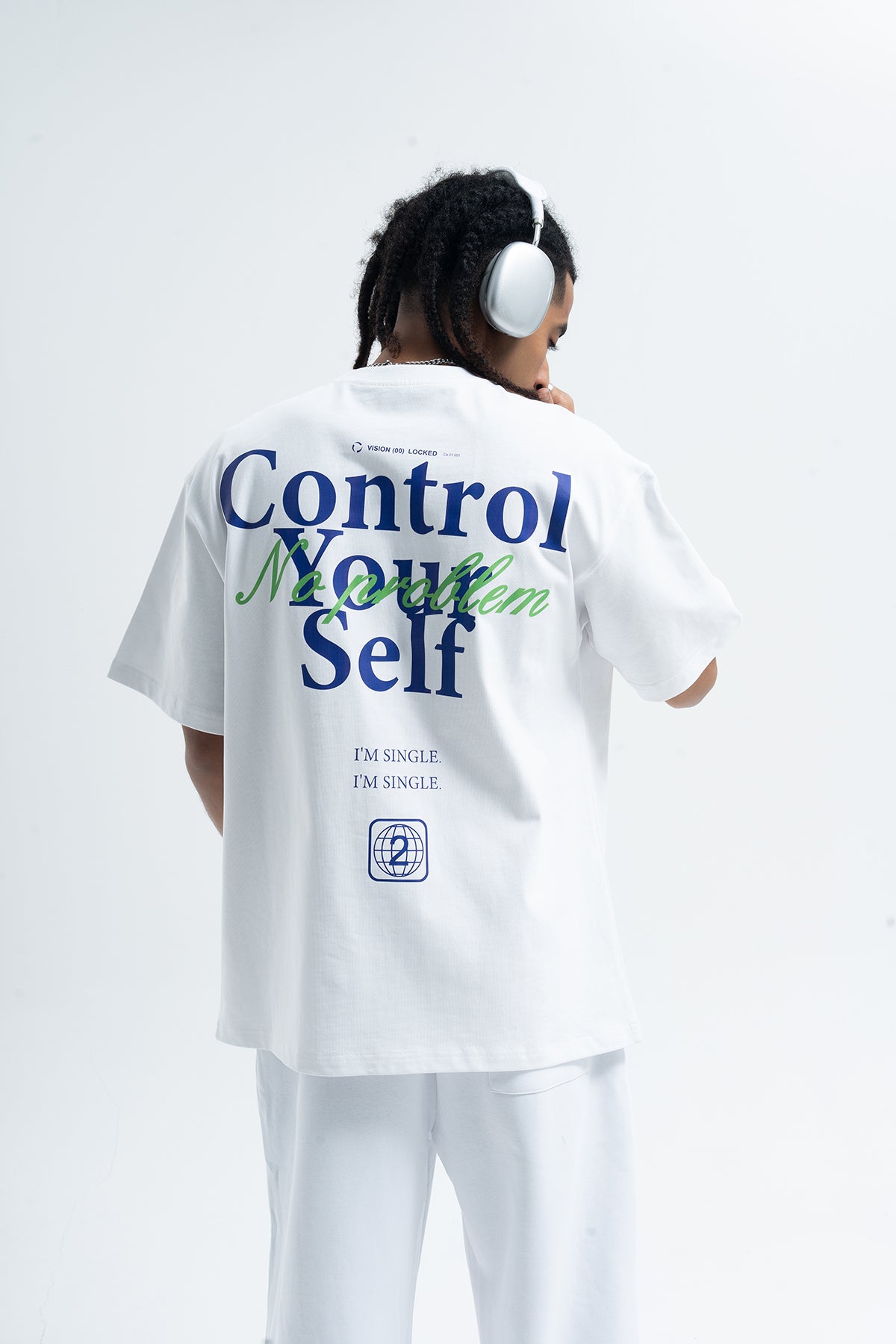 Control slogan t-shirt motivational top 90s tee in white