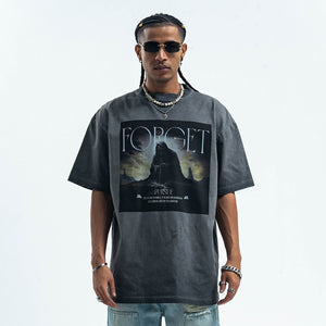 Gothic t-shirt desert monster top creepy print tee in grey