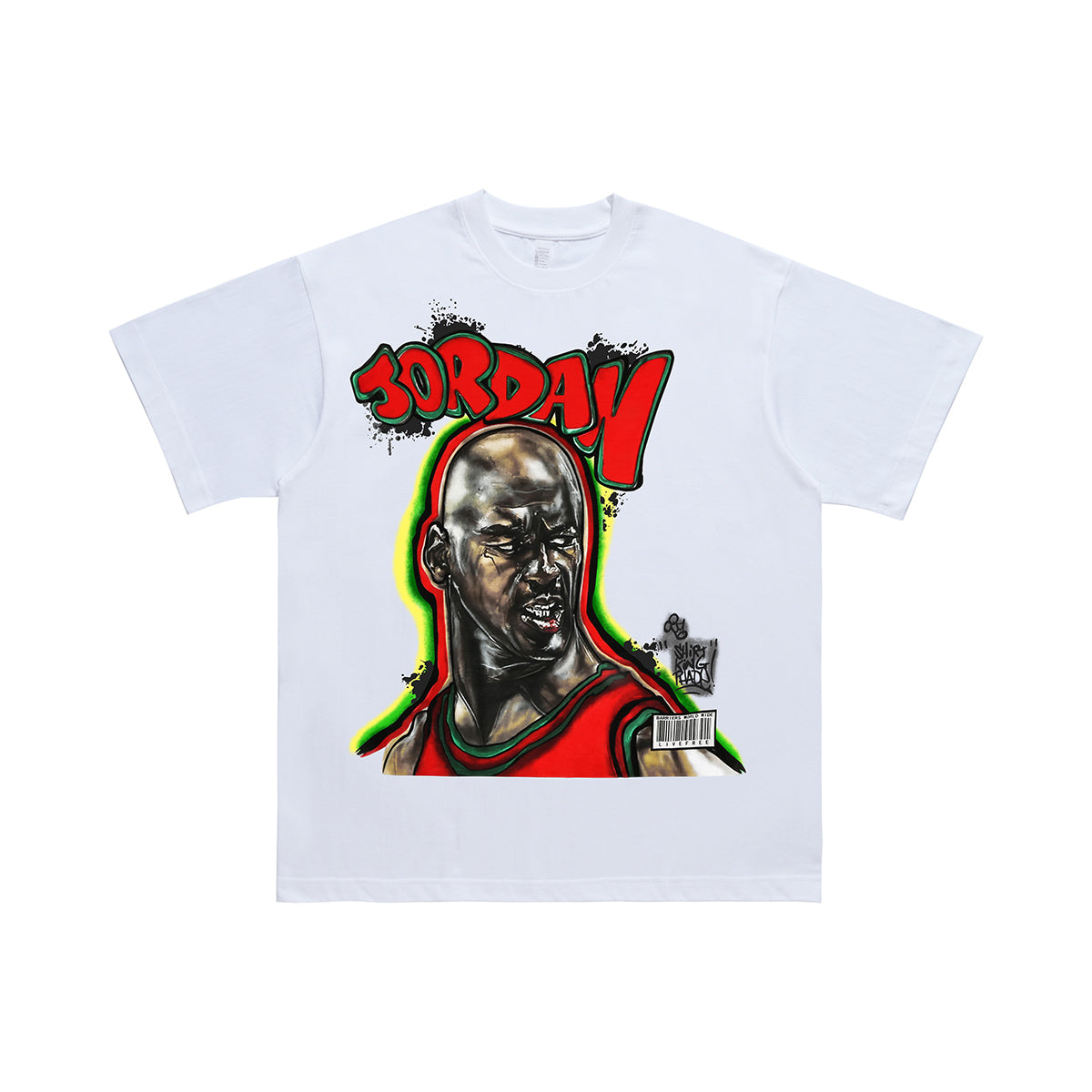 Retro Michael Jordan t-shirt psychedelic tee basketball player top in white