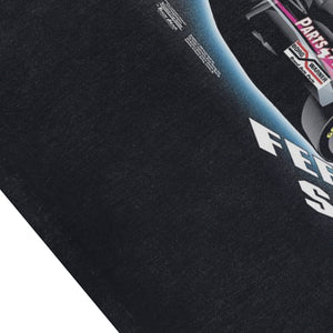 Y2K racing car sleeveless t-shirt 00s motorsports surfer vest sports print tank top in acid wash black