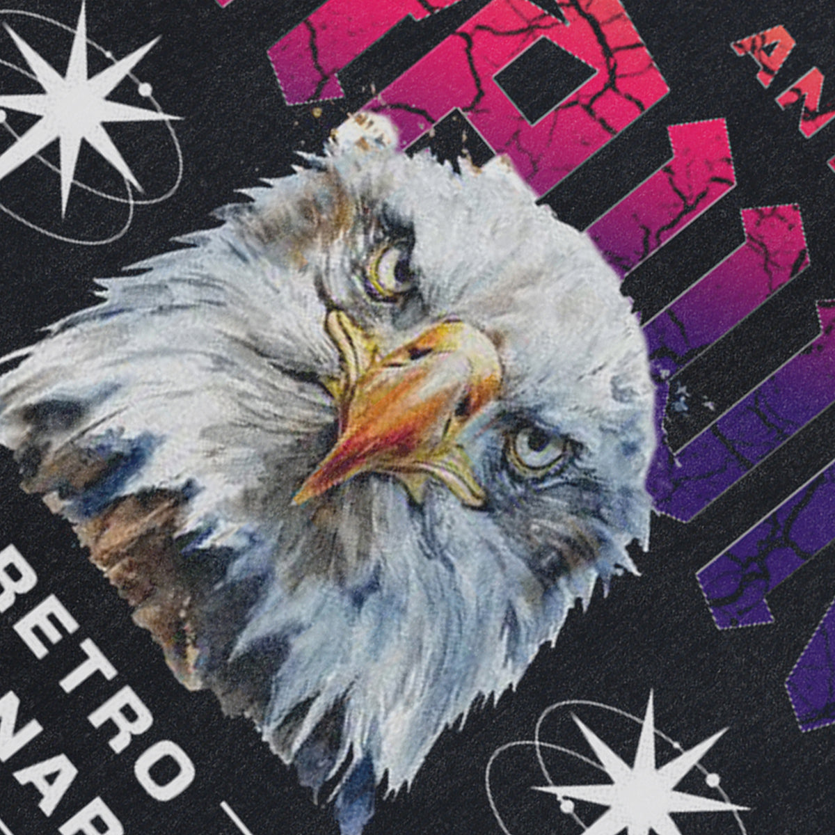 Eagle sleeveless t-shirt retro bird cartoon vest 80s poster tank top in acid wash black