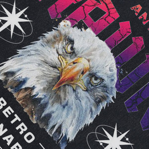 Eagle sleeveless t-shirt retro bird cartoon vest 80s poster tank top in acid wash black