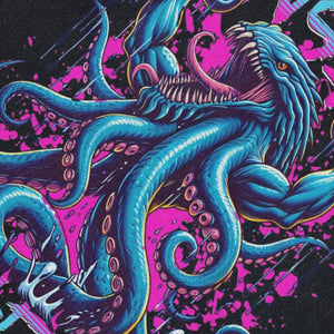 Bodybuilder sleeveless t-shirt monster cartoon surfer vest 00s retro tank top in acid wash black