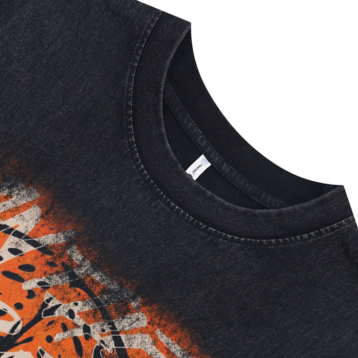 Panther print sleeveless t-shirt graffiti print surfer vest 00s wildcat tank top in acid wash black