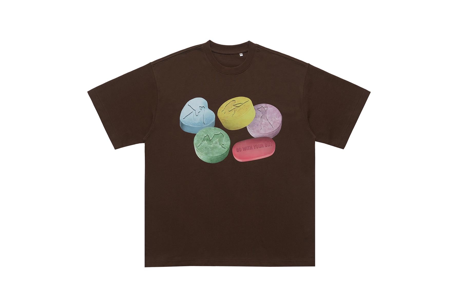 Psychedelic t-shirt graffiti top raver tee grunge jumper in brown