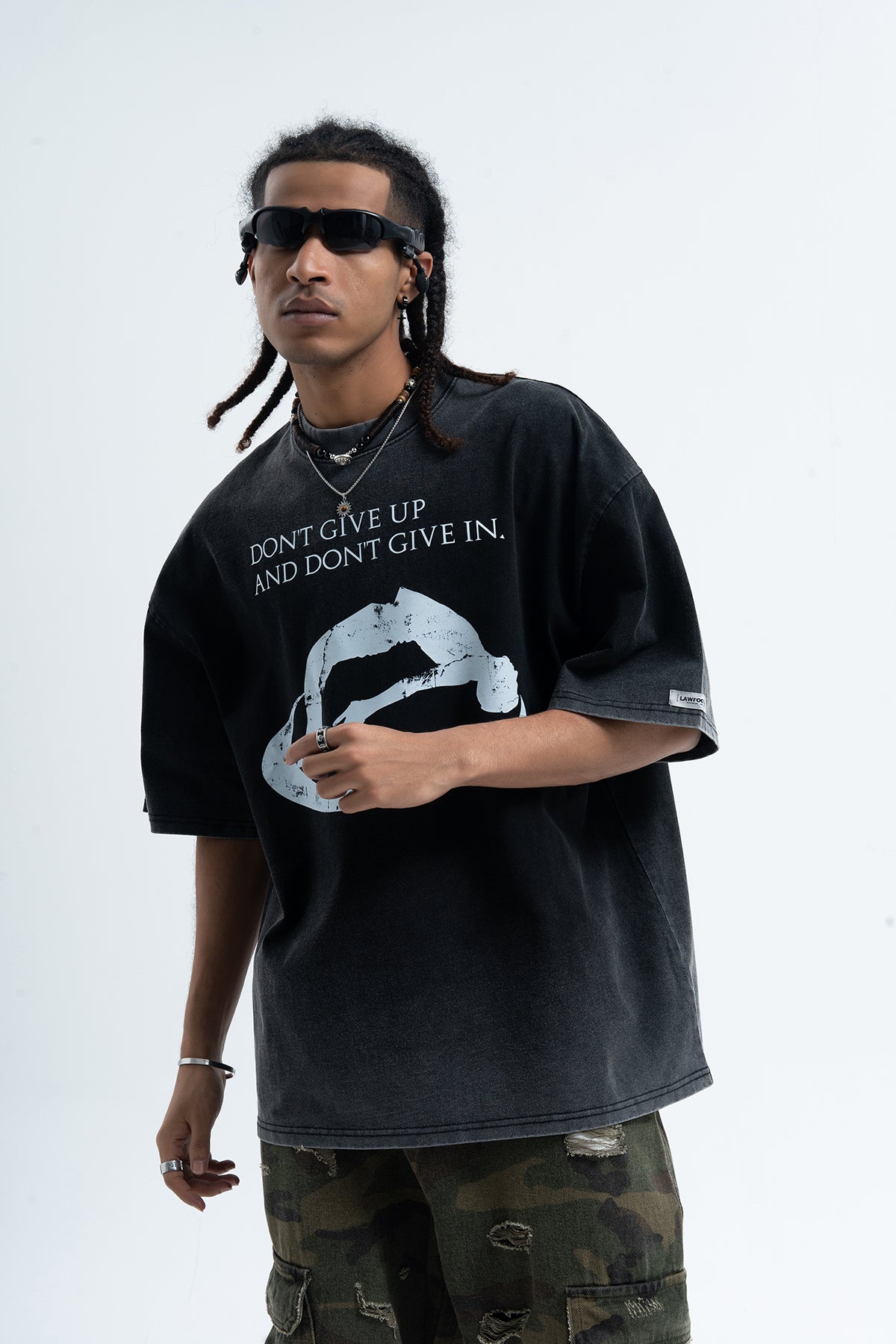 Cyberpunk t-shirt psychedelic print top raver tee in black