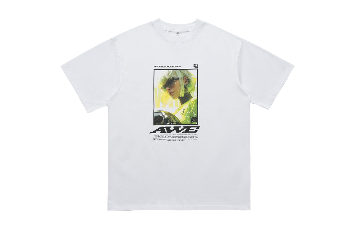 Cyberpunk t-shirt psychedelic girl tee futuristic top in brown