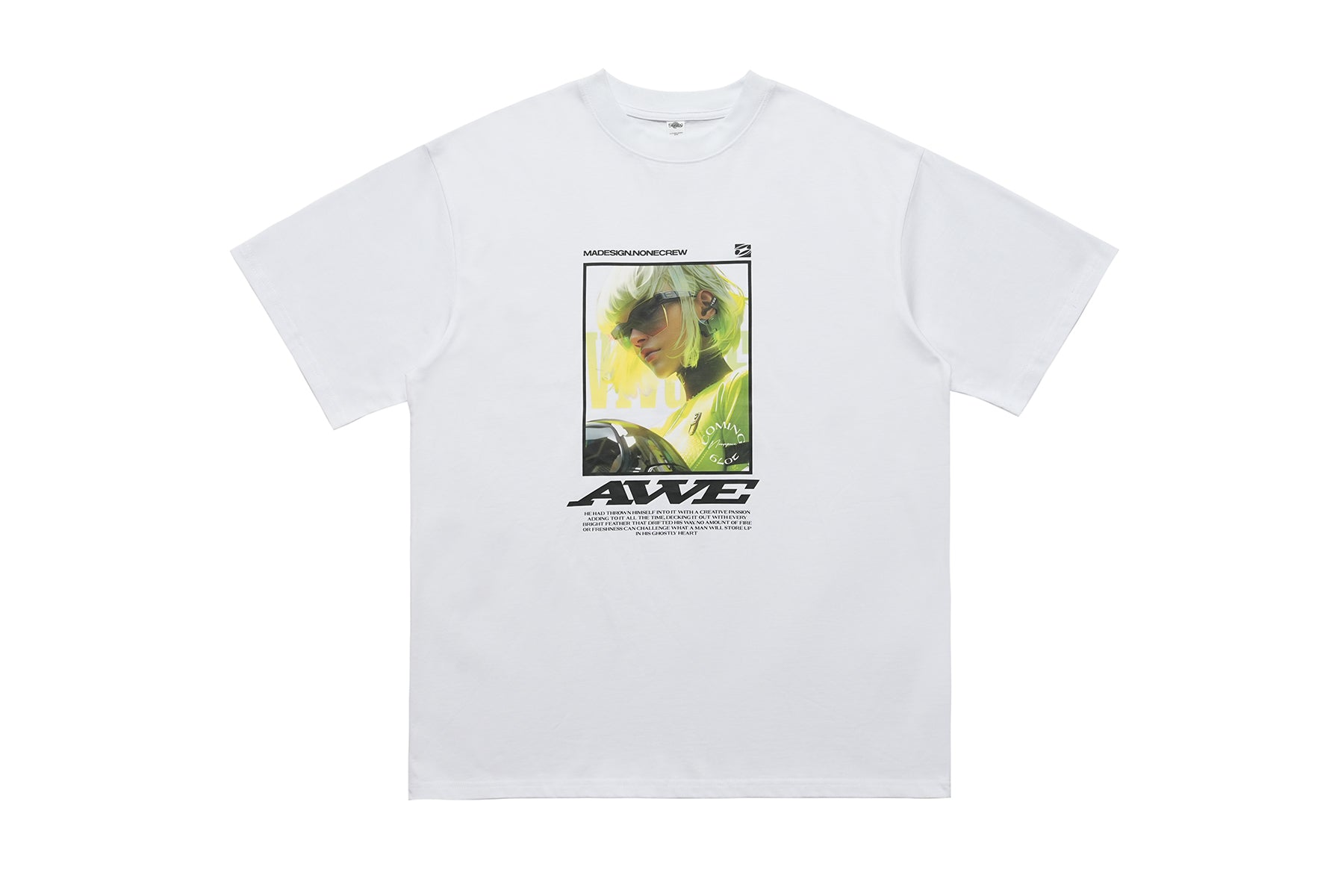 Cyberpunk t-shirt psychedelic girl tee futuristic top in White