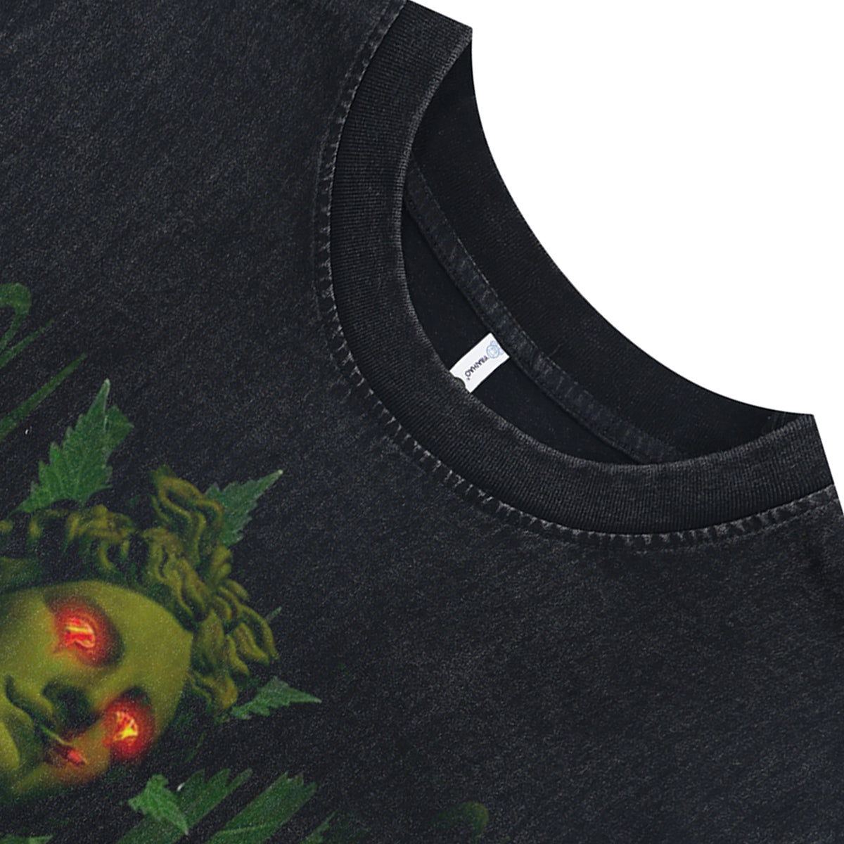 Lord slogan sleeveless t-shirt gothic saint print vest statue cartoon grunge tank top in acid wash black