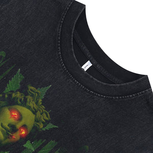 Lord slogan sleeveless t-shirt gothic saint print vest statue cartoon grunge tank top in acid wash black