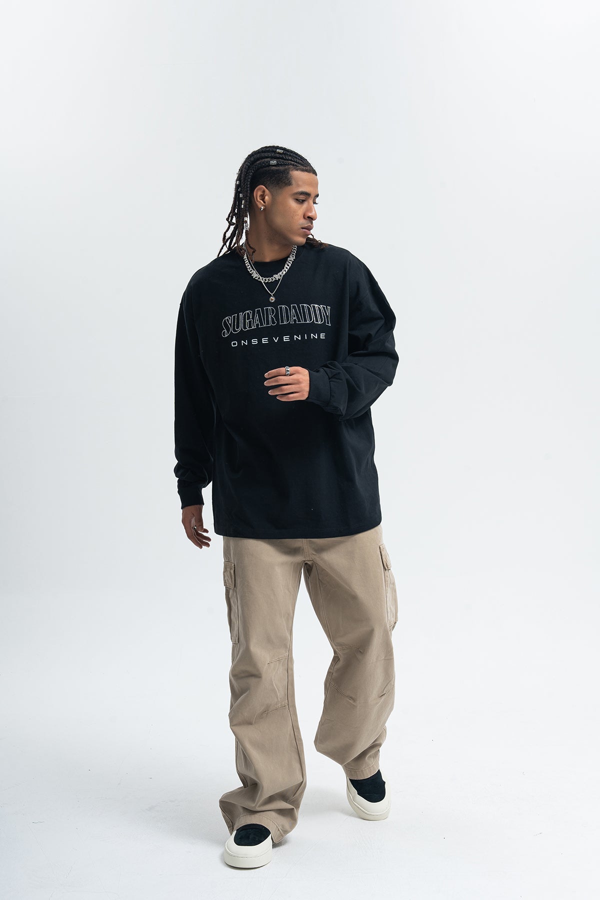 Sugar daddy slogan top long sleeve diamante jumper glitter slogan pullover in white