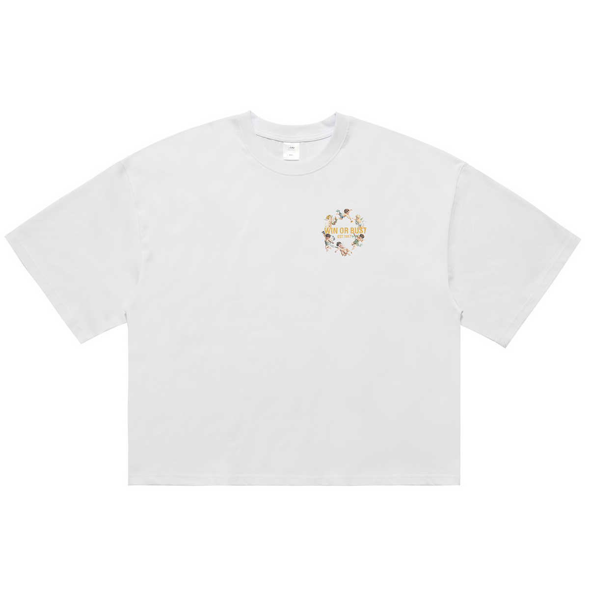 Angels print t-shirt vintage cartoon top retro pattern tee in black