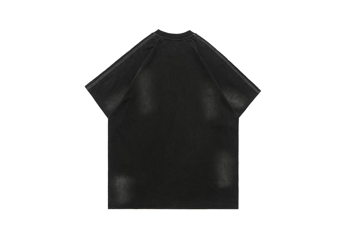 Butterfly effect t-shirt grunge slogan tee racing top in grey