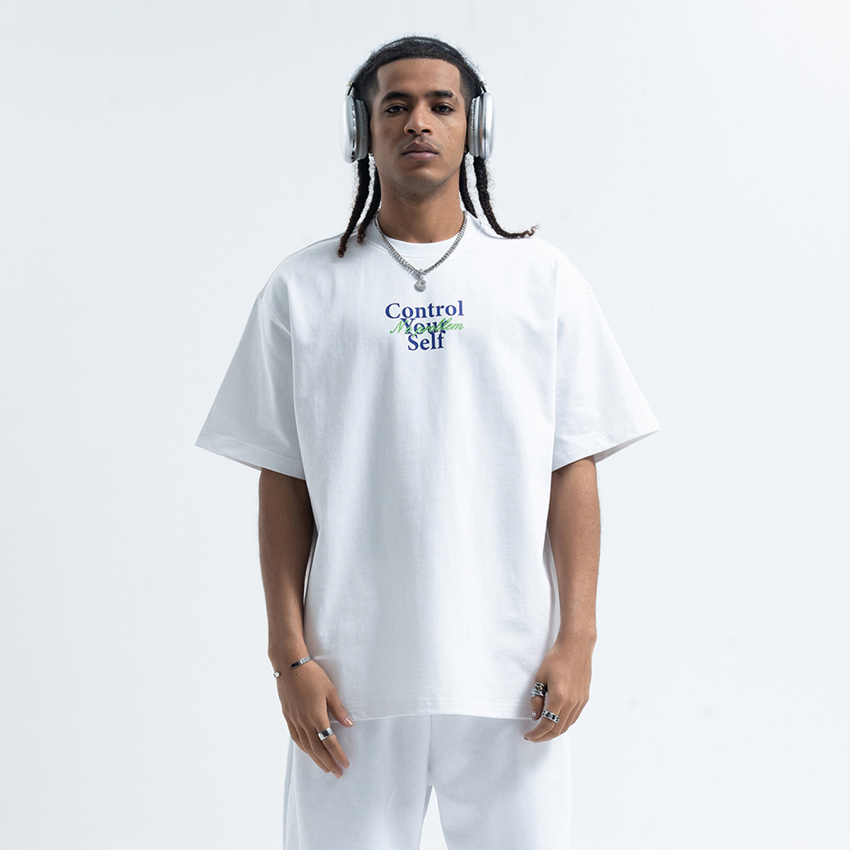 Control slogan t-shirt motivational top 90s tee in white