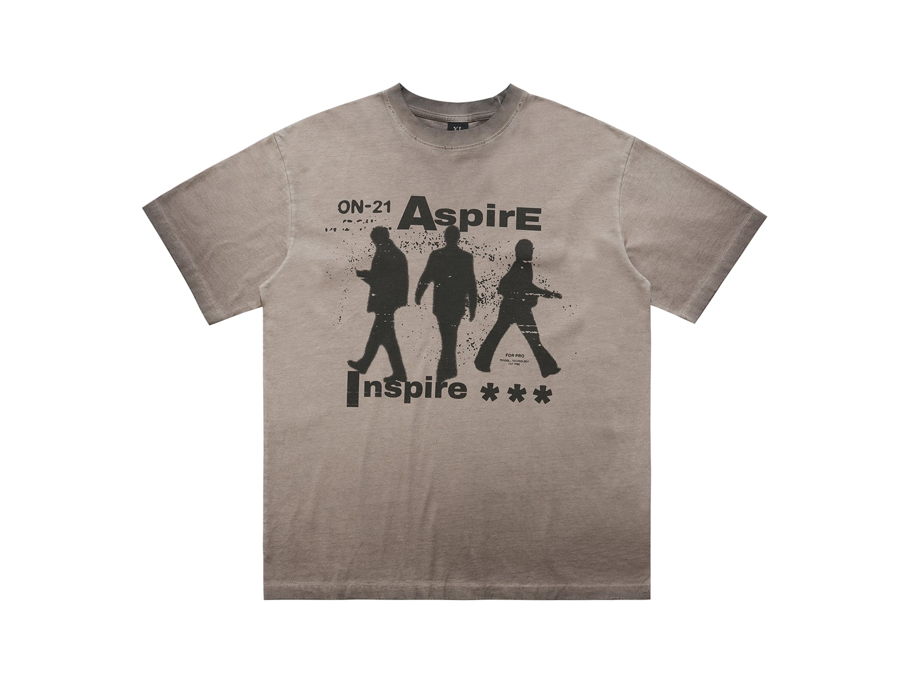 Aspirational t-shirt motivational top grunge psychedelic tee in beige