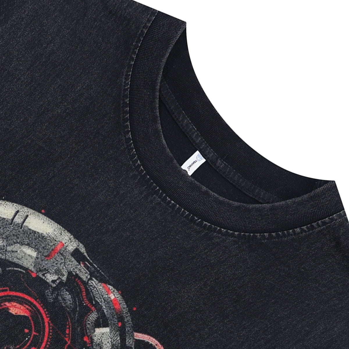 Cyberpunk sleeveless t-shirt skull print surfer vest futuristic bones tank top in acid wash black