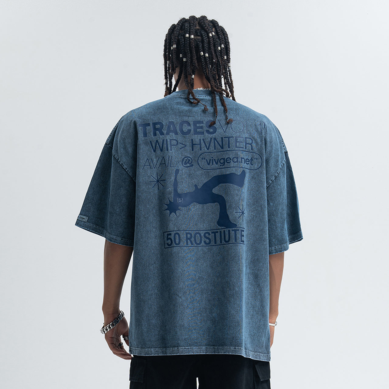 Punk print t-shirt mohawk top spiky hair tee in grey