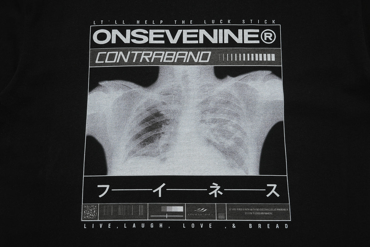 X-ray t-shirt bones print top grunge gothic tee in black