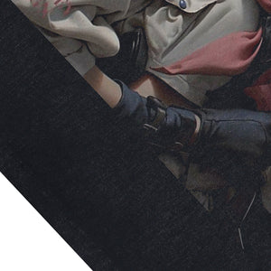 Anime girl sleeveless t-shirt vintage Japanese vest retro cartoon tank top in acid wash black