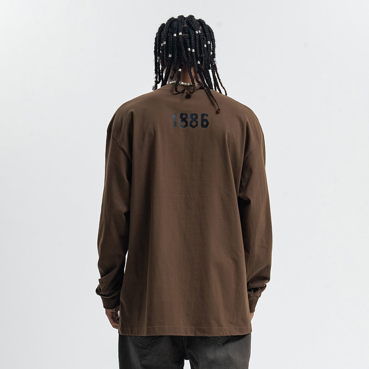 Statue of Liberty jumper creepy American top long sleeve USA t-shirt in brown