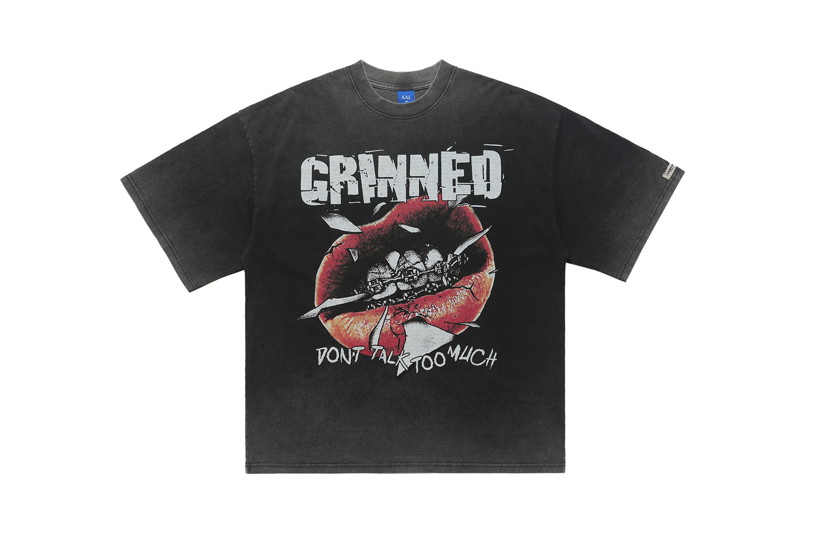 Grillz t-shirt mouth print top grunge hip-hop tee rapper jumper in black