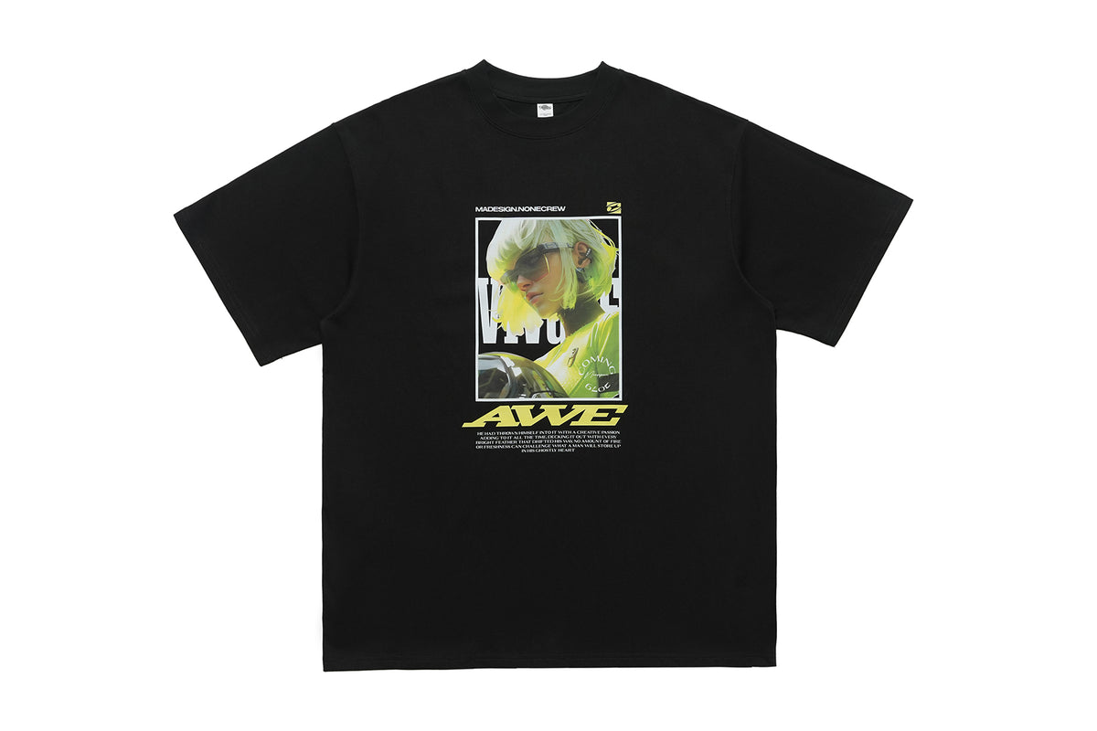 Cyberpunk t-shirt psychedelic girl tee futuristic top in brown