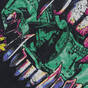 Money print sleeveless t-shirt dollar surfer vest retro USA cartoon tank top in acid wash black