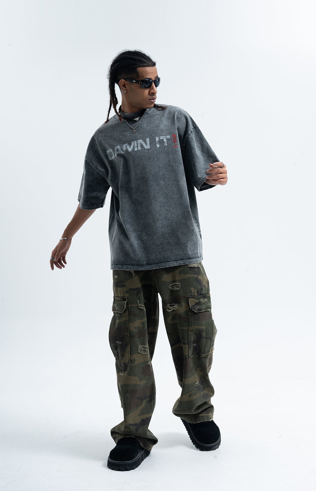 Damn it slogan t-shirt funky tee retro 00s top in black