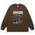 Danger slogan jumper skull print top 90s gothic poster long sleeve t-shirt in brown