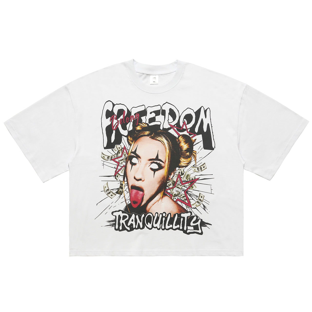 Freedom t-shirt piece slogan tee creepy y2k girl print top in white