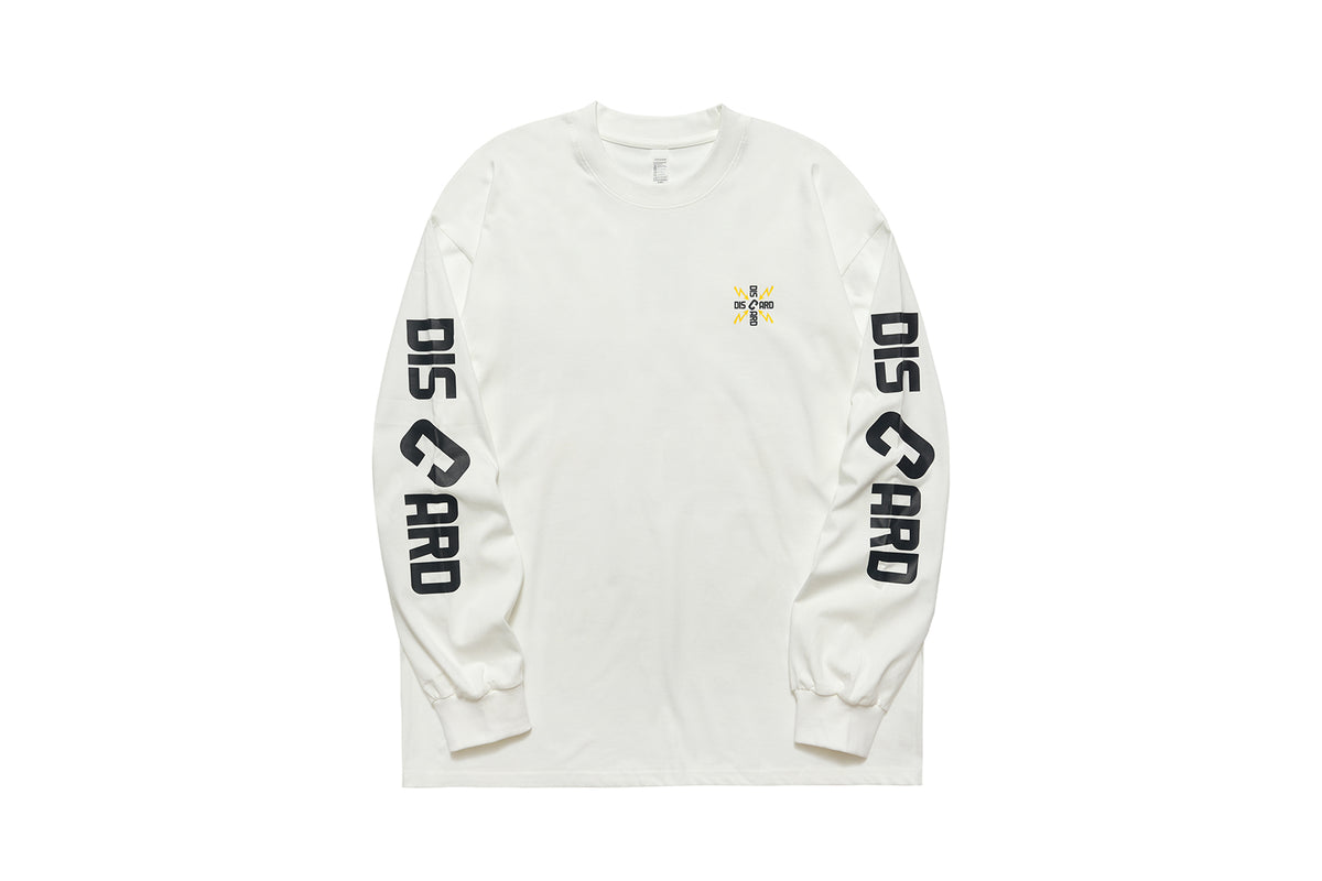 Discard slogan jumper long sleeve grunge t-shirt thunder print top in black