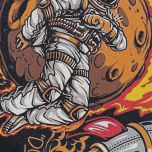 Astronaut print vintage sleeveless t-shirt spaceman cartoon surfer vest retro cartoon tank top in acid wash black