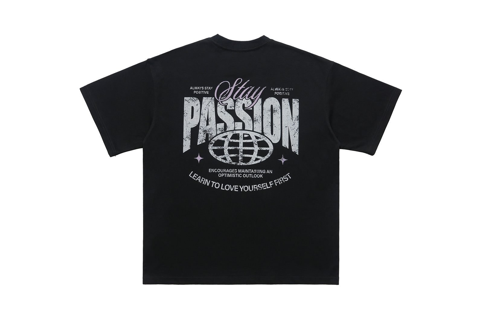 Passion slogan t-shirt grunge punk top rocker tee in black