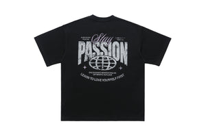 Passion slogan t-shirt grunge punk top rocker tee in black