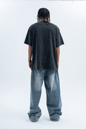 psychedelic t-shirt creepy sculpture top grunge painting tee in Grey