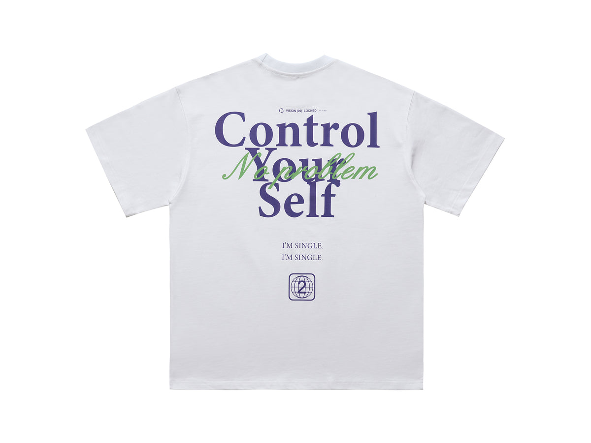 Control slogan t-shirt motivational top 90s tee in white