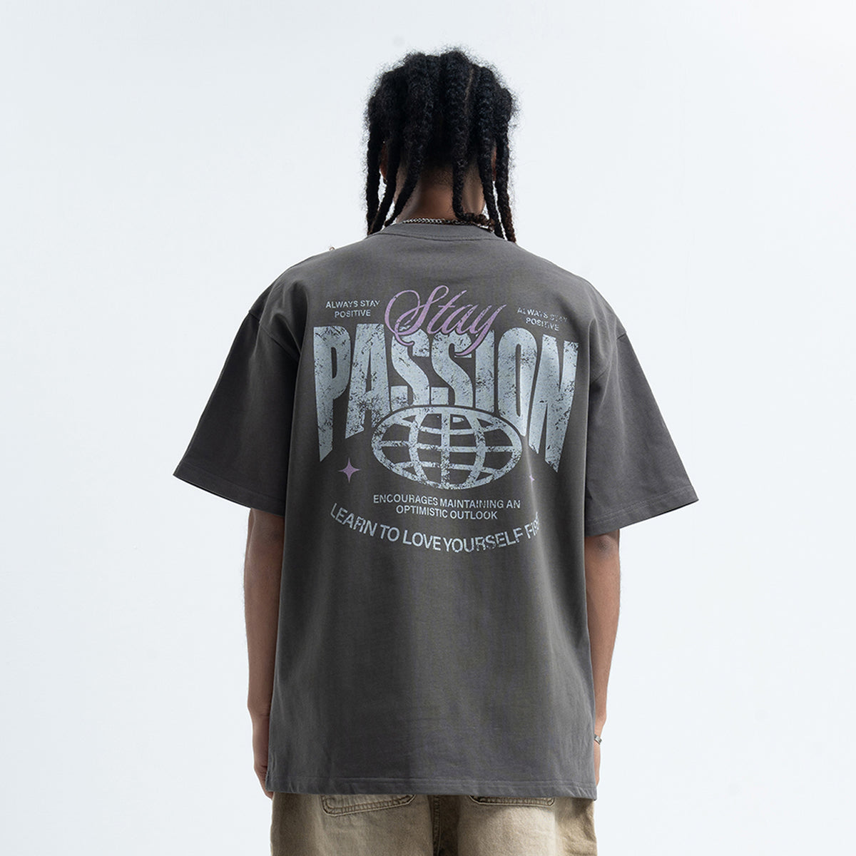 Passion slogan t-shirt grunge punk top rocker tee in black