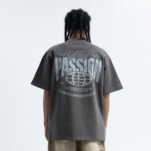 Passion slogan t-shirt grunge punk top rocker tee in black